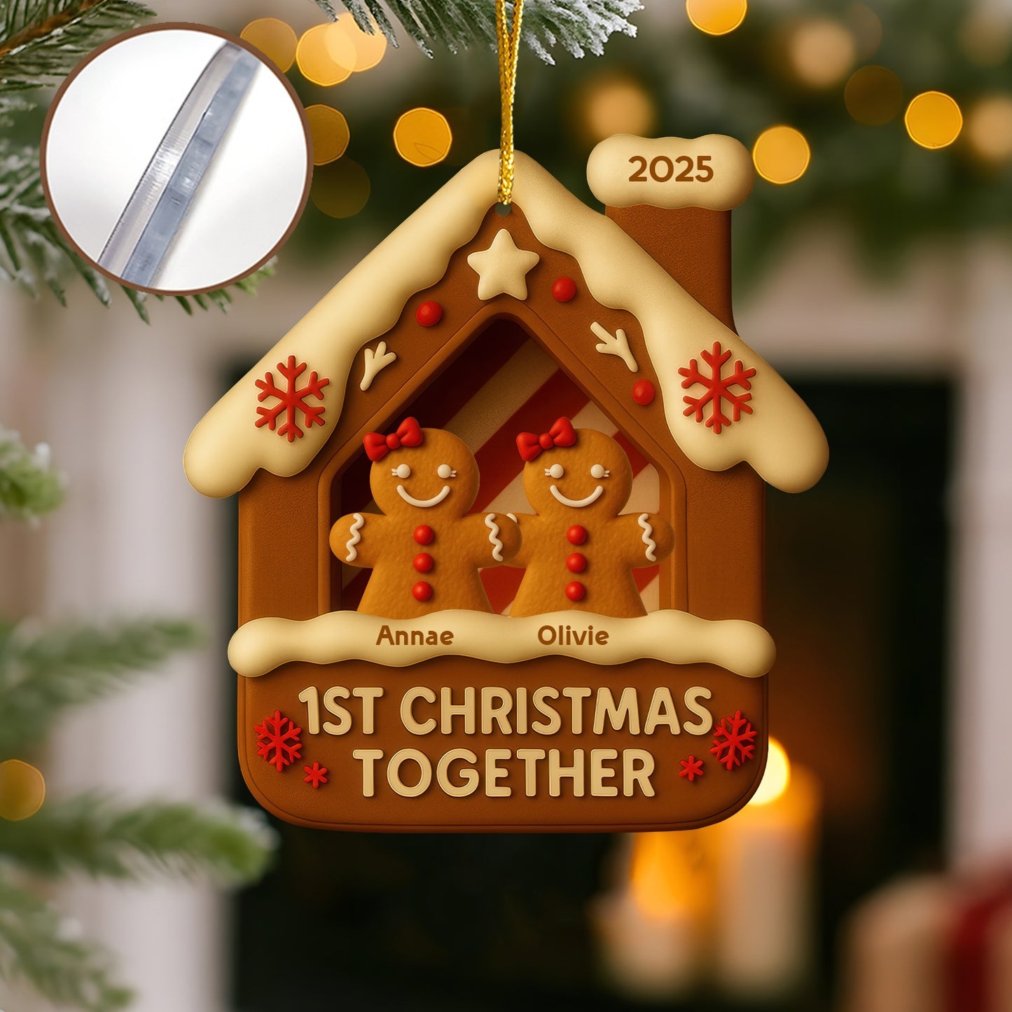Custom Gingerbread Couple Ornament – Personalized 2-Layer Acrylic Anniversary Gift, First Christmas Together