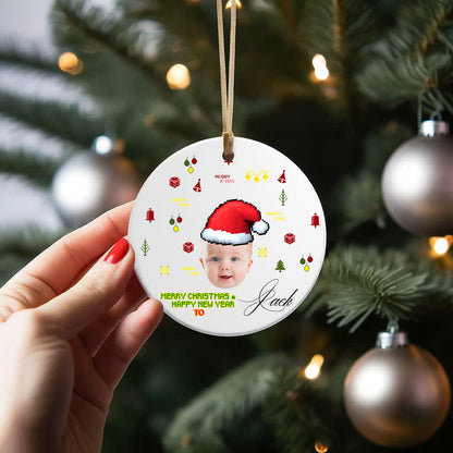 Custom Photo Ceramic Christmas Ornament – Personalized Holiday Decoration with Name