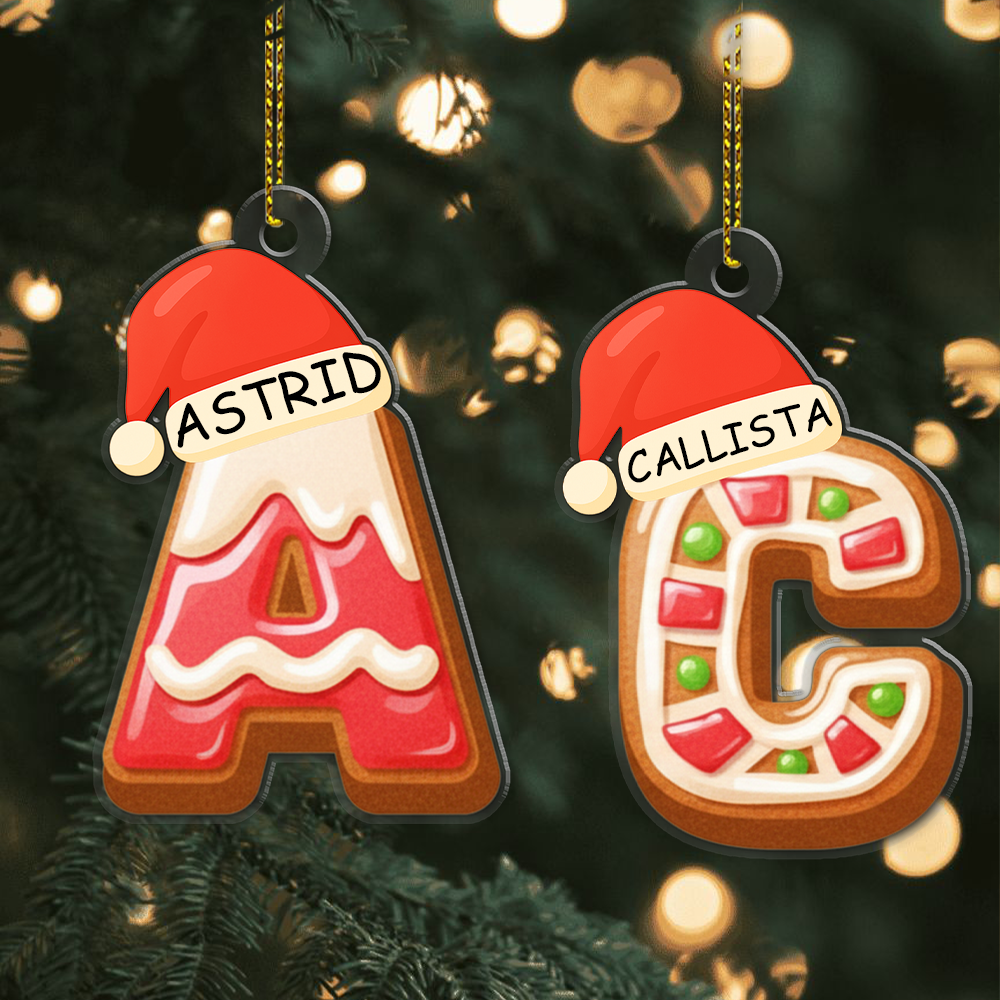 Custom Alphabet Letter Cookie Ornament – Personalized Christmas Decoration Gift