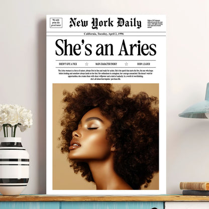 Newspaper The Zodiac Times – Upload Your Portrait & Star Sign – Custom Horoscope Poster/Canvas Wall Art