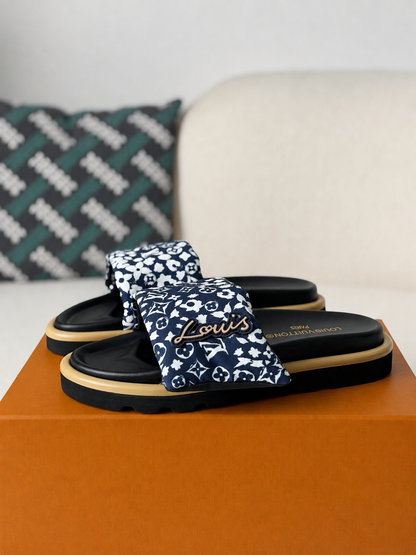 LV Pool Pillow Flat Comfort Mule Blue