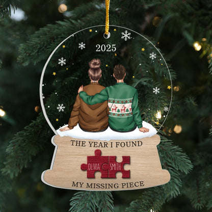 2025 Couple Ornament – Personalized Custom Names Puzzle Piece Holiday Gift