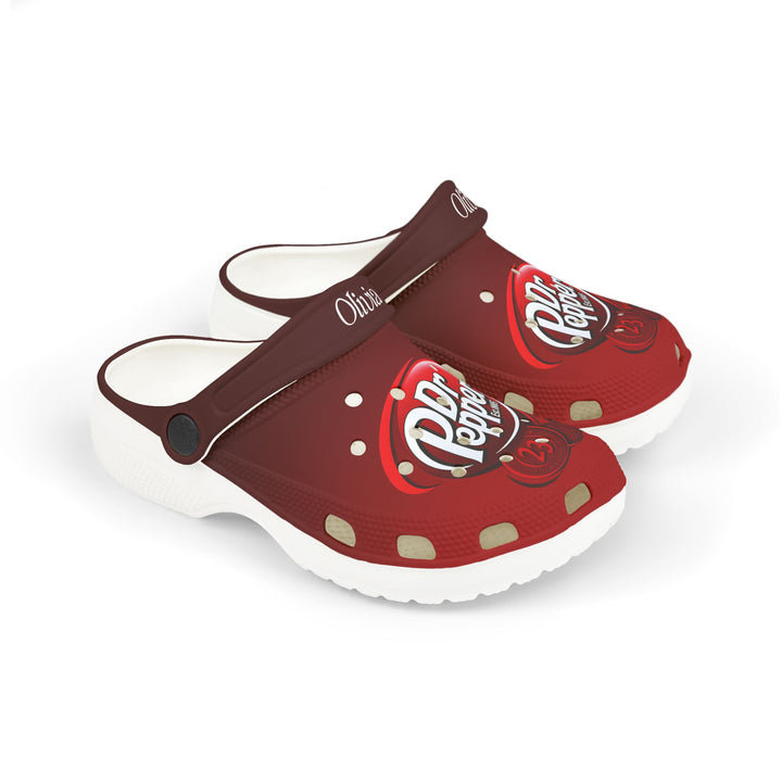 Custom Name Dr Pepper Clogs – Personalized Soda-Themed Comfortable Slip-On Sandals for Men & Women