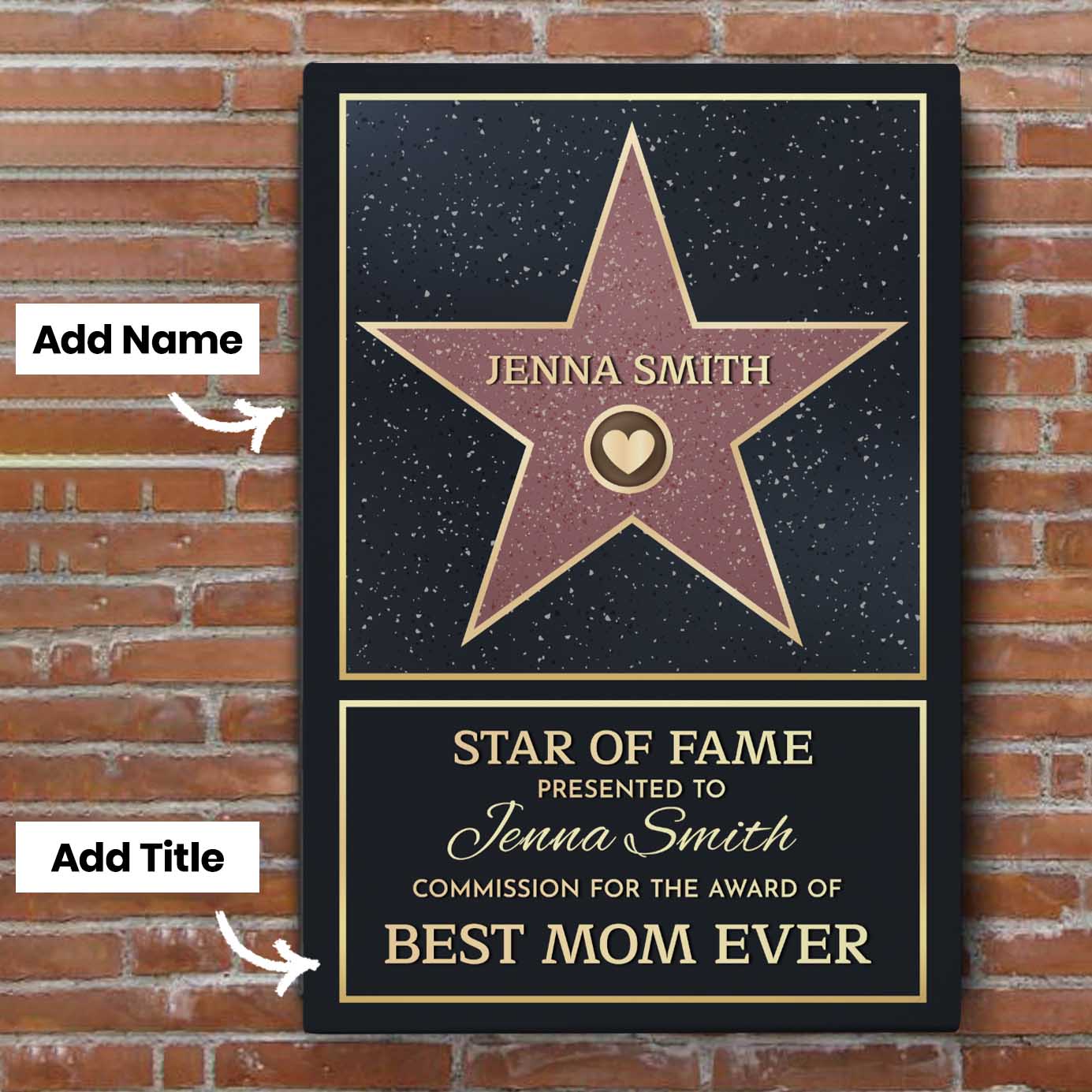 Family Personalized Custom Vertical Poster – Star of Fame, Best Mom, Best Dad of the Year