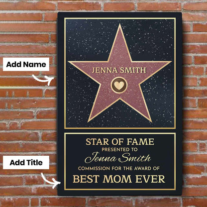 Family Personalized Custom Vertical Poster – Star of Fame, Best Mom, Best Dad of the Year