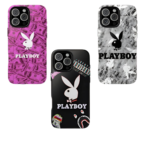 Pink Black Playboy Bunny Rabbit Design Tough Phone case, Gift For Men, For iPhone 16/15/14/13/12/11/8/7, XR, XS, X, Pro Max