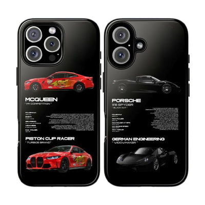 Lightning McQueen x Porsche Cars Tough Phone Case, For iPhone X 11 12 13 14 15 16 Pro Max Plus Samsung Galaxy s24.99 s24 s23 s22 Perfect Dad Gift