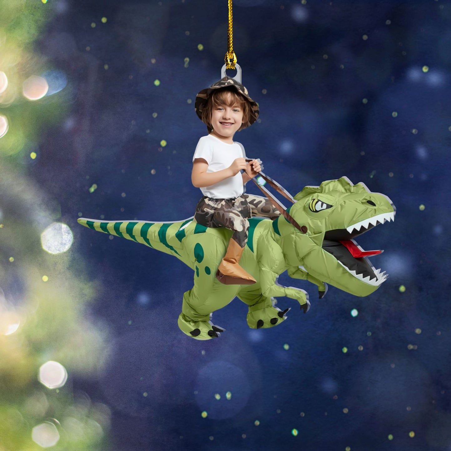 Custom Personalized Kid Face T-rex Acrylic Ornament - Acrylic Ornament Photo Gift for Kids
