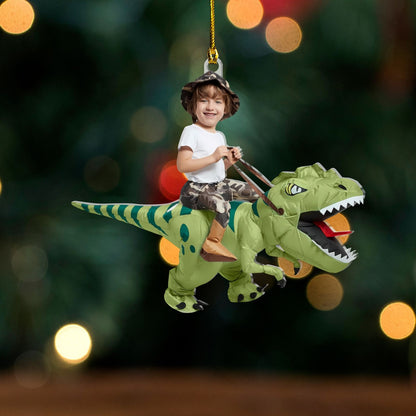 Custom Personalized Kid Face T-rex Acrylic Ornament - Acrylic Ornament Photo Gift for Kids