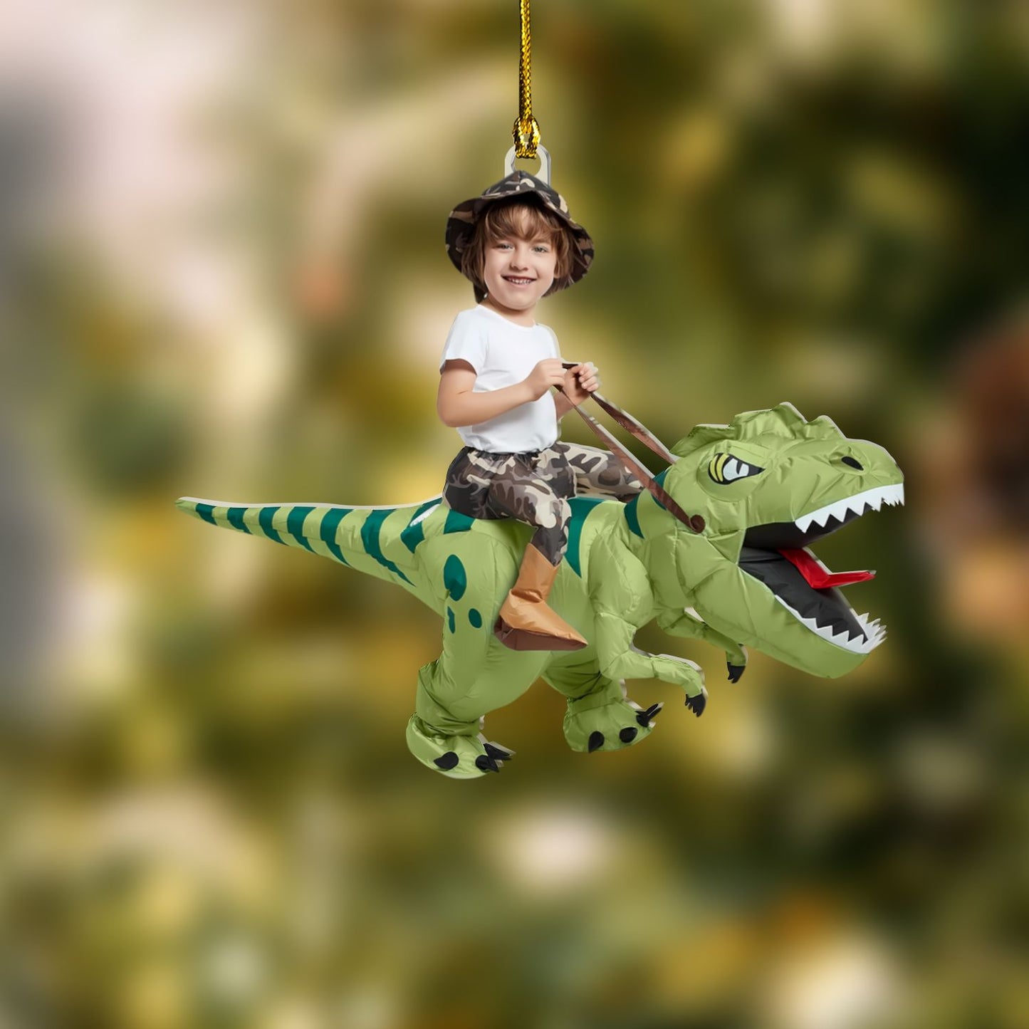 Custom Personalized Kid Face T-rex Acrylic Ornament - Acrylic Ornament Photo Gift for Kids