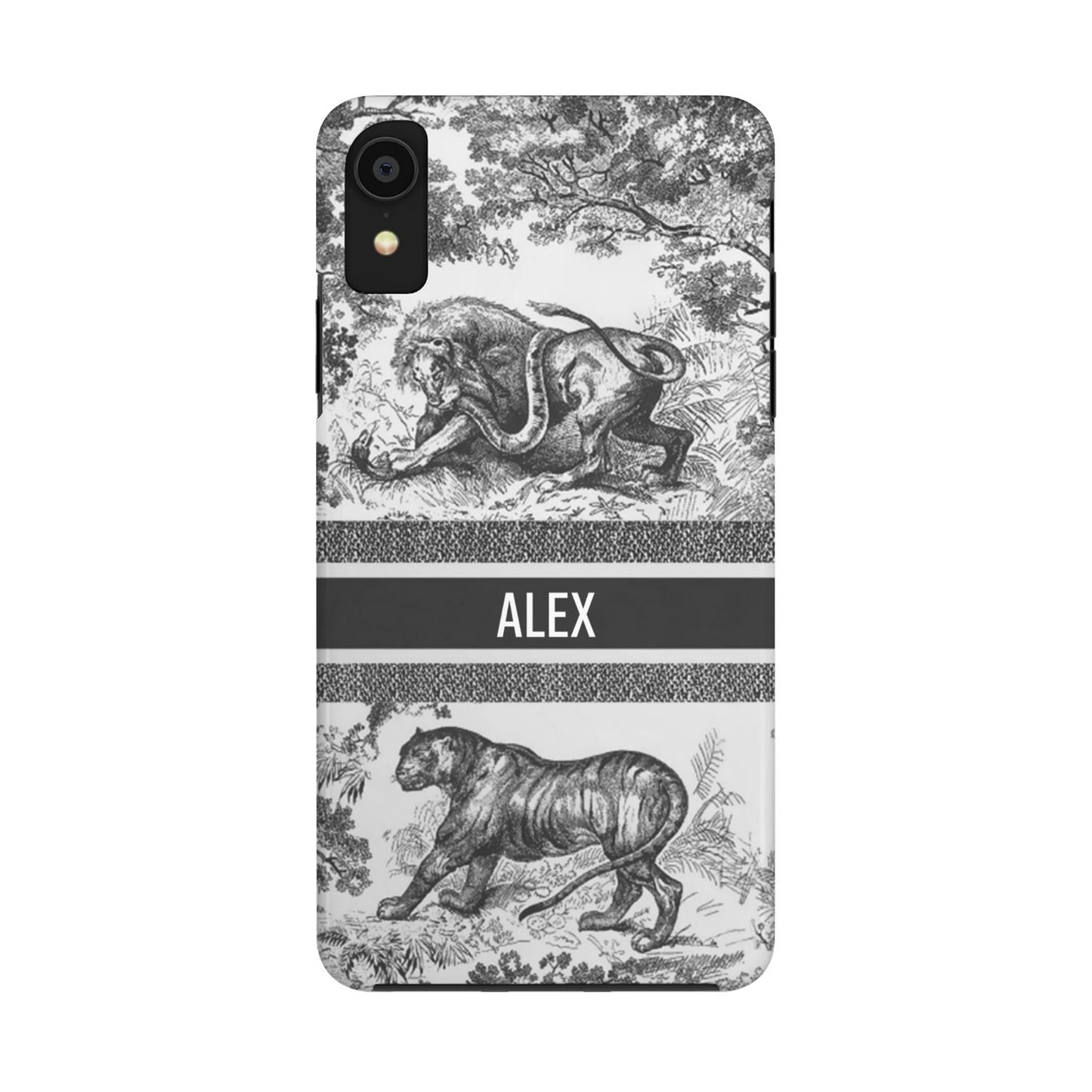 Custom Luxury Toile De Jouy Inspired Phone Case – Personalized Name Clear iPhone 12 13 14 15 16 Pro Max, Samsung 21 22 23 24 24.99 Plus/Ultra Cover