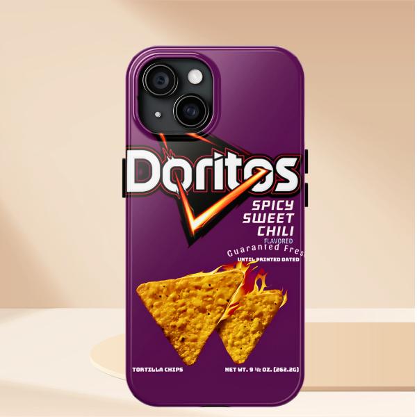 Doritos Spicy Tortilla Chips Tough Phone Case – Funny GenZ Aesthetic Gift for Friends, Protective Cover for iPhone 12 13 14 15 16 Pro Max Plus Samsung S22 S23 S24 S24.99 Ultra Plus