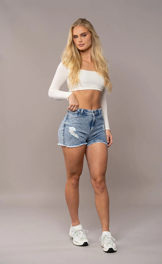 Ripped Shorts - 80s Blue