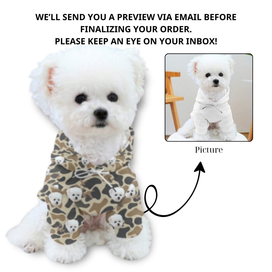 Custom Pet Face Camo Hoodie – Personalized Cute Streetwear Gift for Dog Lovers