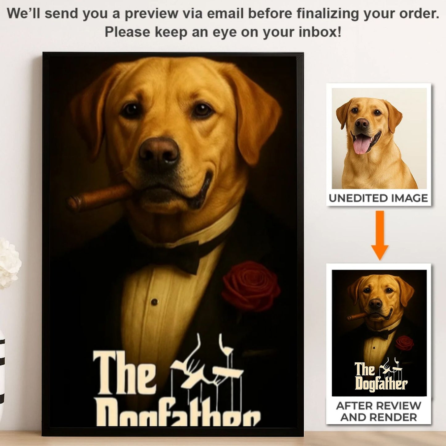 Funny Dog Poster – Personalized “Dogfather” Poster for Pet Owners