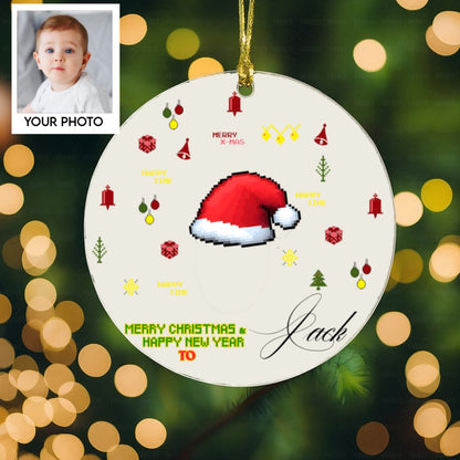 Custom Photo Ceramic Christmas Ornament – Personalized Holiday Decoration with Name