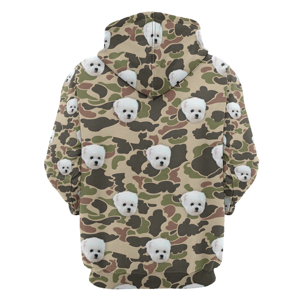 Custom Dog Face Camo Hoodies – Personalized Cute Pet Lover Streetwear in Multiple Colors