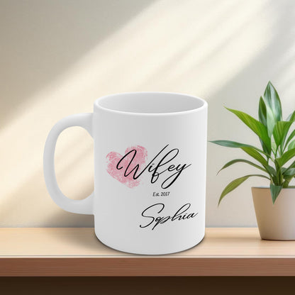Custom Hubby and Wifey Ceramic Mugs –  Personalized Funny Nutrition Facts Coffee Cup Gift for Couples