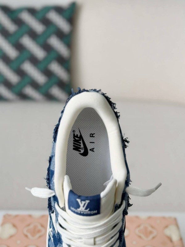 LV x Nike Air Force 1 by Virgil Abloh Blue & White Denim Monogram