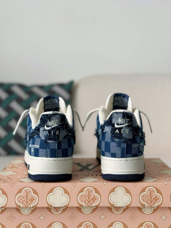 LV x Nike Air Force 1 by Virgil Abloh Blue & White Denim Monogram