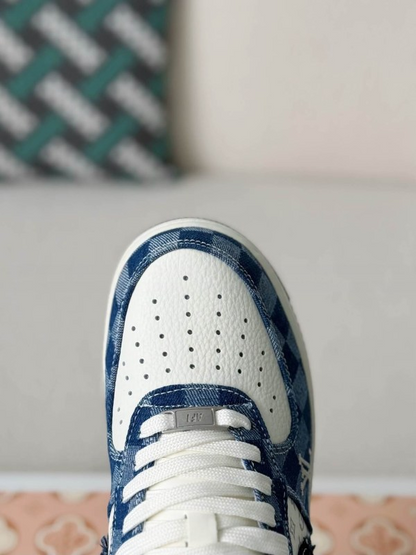 LV x Nike Air Force 1 by Virgil Abloh Blue & White Denim Monogram