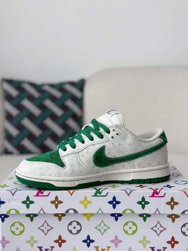 LV x Nike Dunk Low Sneaker White Green