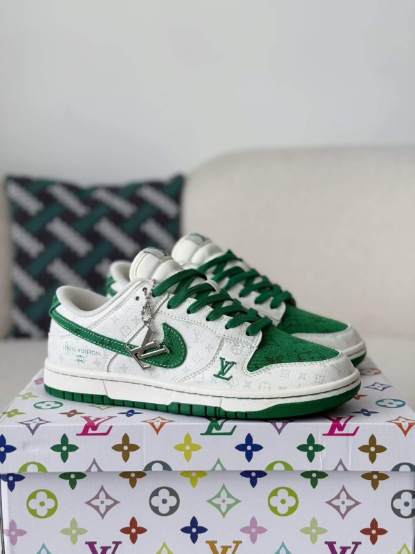 LV x Nike Dunk Low Sneaker White Green