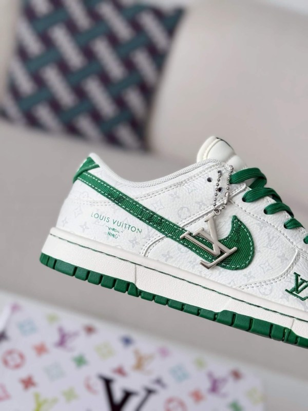 LV x Nike Dunk Low Sneaker White Green