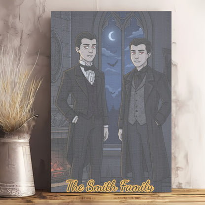Personalized Halloween Family Portrait | Spooky Vampire Custom Gift for Family | Gothic Home Decor Wall Art