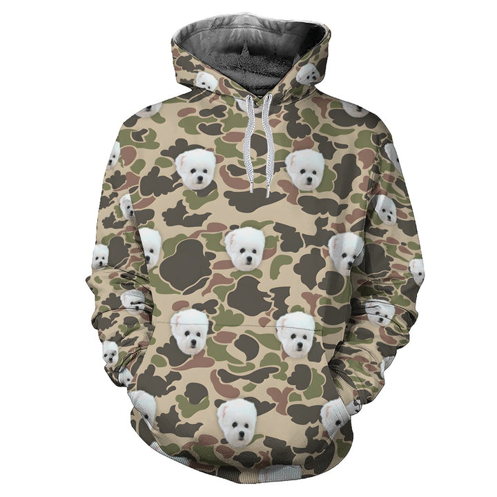 Custom Dog Face Camo Hoodies – Personalized Cute Pet Lover Streetwear in Multiple Colors