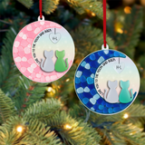 Custom Cat Couple Moon Ornament – Acrylic 2 Layer Design, Personalized “Love You to the Moon and Back” Keepsake, Romantic Gift for Couples or Christmas Decoration