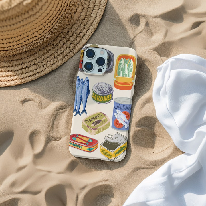 Sardine Can Art Phone Case – Vintage Fish Tin Illustration Cover for iPhone 12 13 14 15 16 Pro Max Plus Samsung S22 S23 S24 S24.99 Ultra Plus