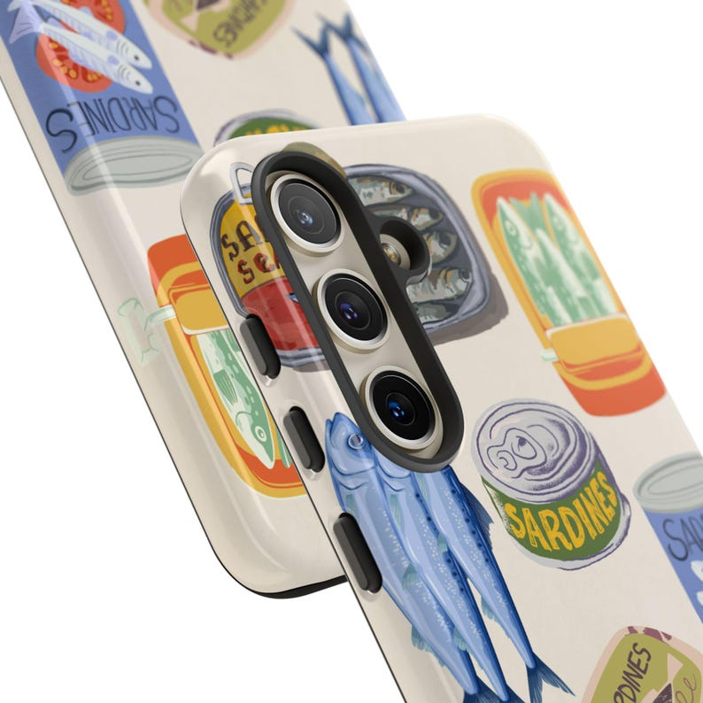 Sardine Can Art Phone Case – Vintage Fish Tin Illustration Cover for iPhone 12 13 14 15 16 Pro Max Plus Samsung S22 S23 S24 S24.99 Ultra Plus