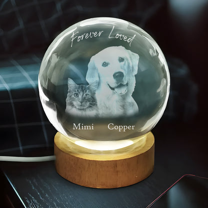 Round Custom Picture Luminous Crystal Night Light – Personalized Memorial Pet Photo Lamp