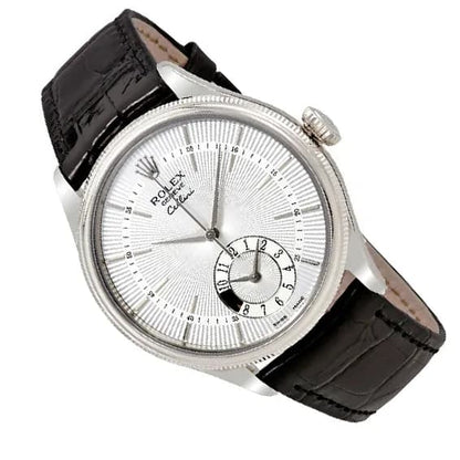 Rolex Cellini 50529, Dual Time, 18K White Gold, Silver Dial