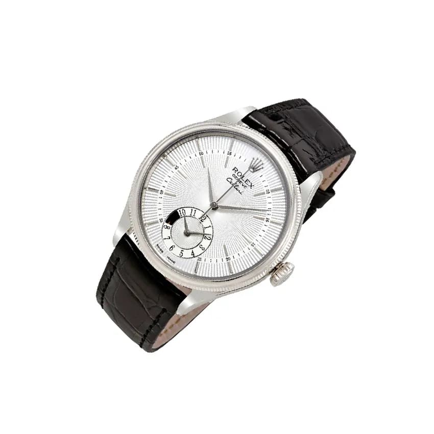 Rolex Cellini 50529, Dual Time, 18K White Gold, Silver Dial