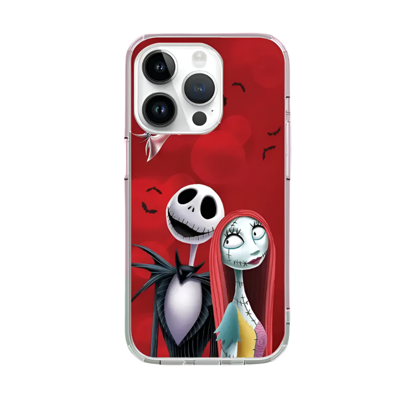 Gothic Love Phone Case – Jack & Sally Couple Cover for iPhone 11 12 13 14 15 16 Pro Max Samsung S22 S23 S24 S24.99 Ultra Plus