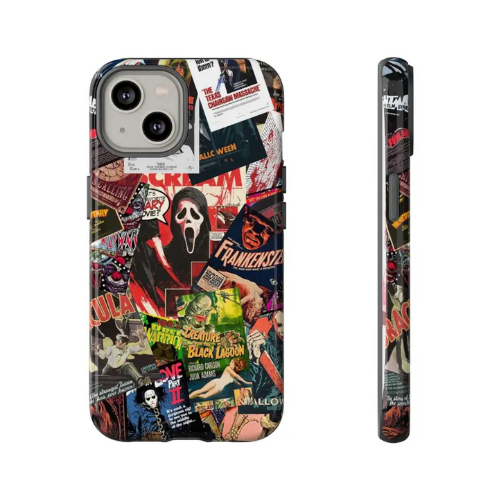 Horror Madness Collage Phone Case – Cult Classic Chaos Vibe for iPhone 11 12 13 14 15 16 Pro Max Samsung S22 S23 S24 S24.99 Ultra Plus