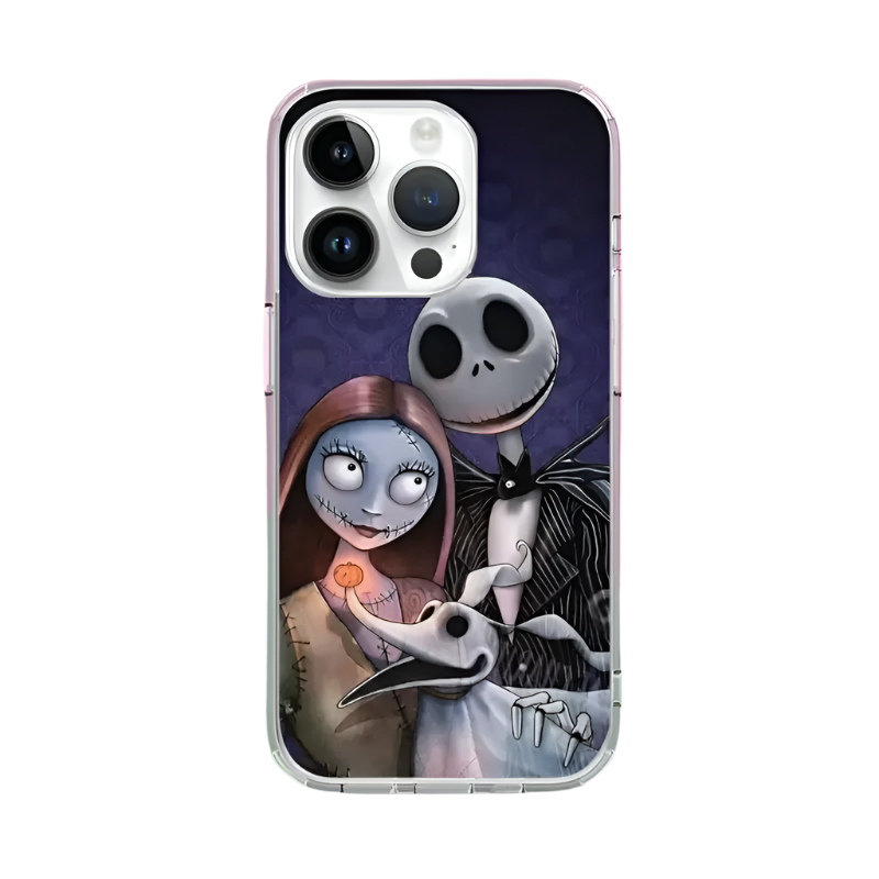 Spooky Couple Phone Case – Cute Halloween Gothic Love Cover for iPhone 11 12 13 14 15 16 Pro Max Samsung S22 S23 S24 S24.99 Ultra Plus