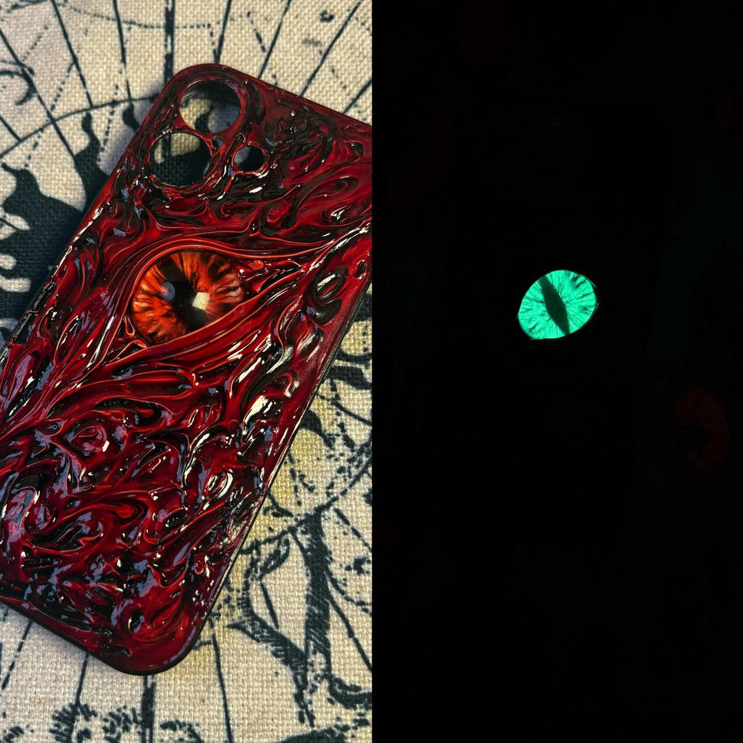 Creepy Vein Eyeball Phone Case – Glowing Horror Eye Design iPhone 16 15 14 13 12 11 Pro Max 8 Plus X Samsung Galaxy S24 S23 S22 Ultra
