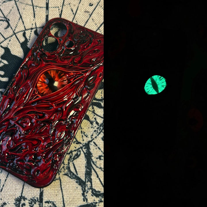 Creepy Vein Eyeball Phone Case – Glowing Horror Eye Design iPhone 16 15 14 13 12 11 Pro Max 8 Plus X Samsung Galaxy S24 S23 S22 Ultra