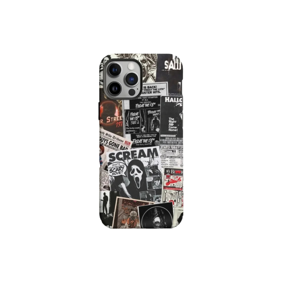 Horror Collage Case | Slasher Icons iPhone 16 15 14 13 12 11 Pro Max 8 Plus X Samsung Galaxy S24 S23 S22 Ultra
