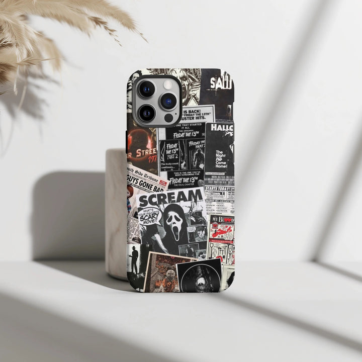 Horror Collage Case | Slasher Icons iPhone 16 15 14 13 12 11 Pro Max 8 Plus X Samsung Galaxy S24 S23 S22 Ultra