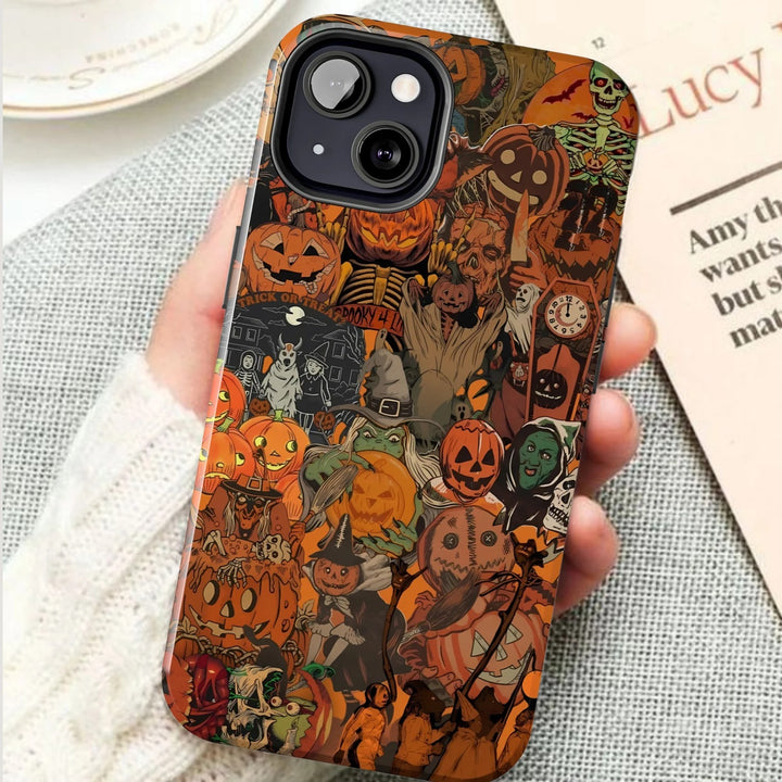 Halloween collage phone case, Spooky vintage iPhone cases iPhone 16 15 14 13 12 11 Pro Max 8 Plus X Samsung Galaxy S24 S23 S22 Ultra