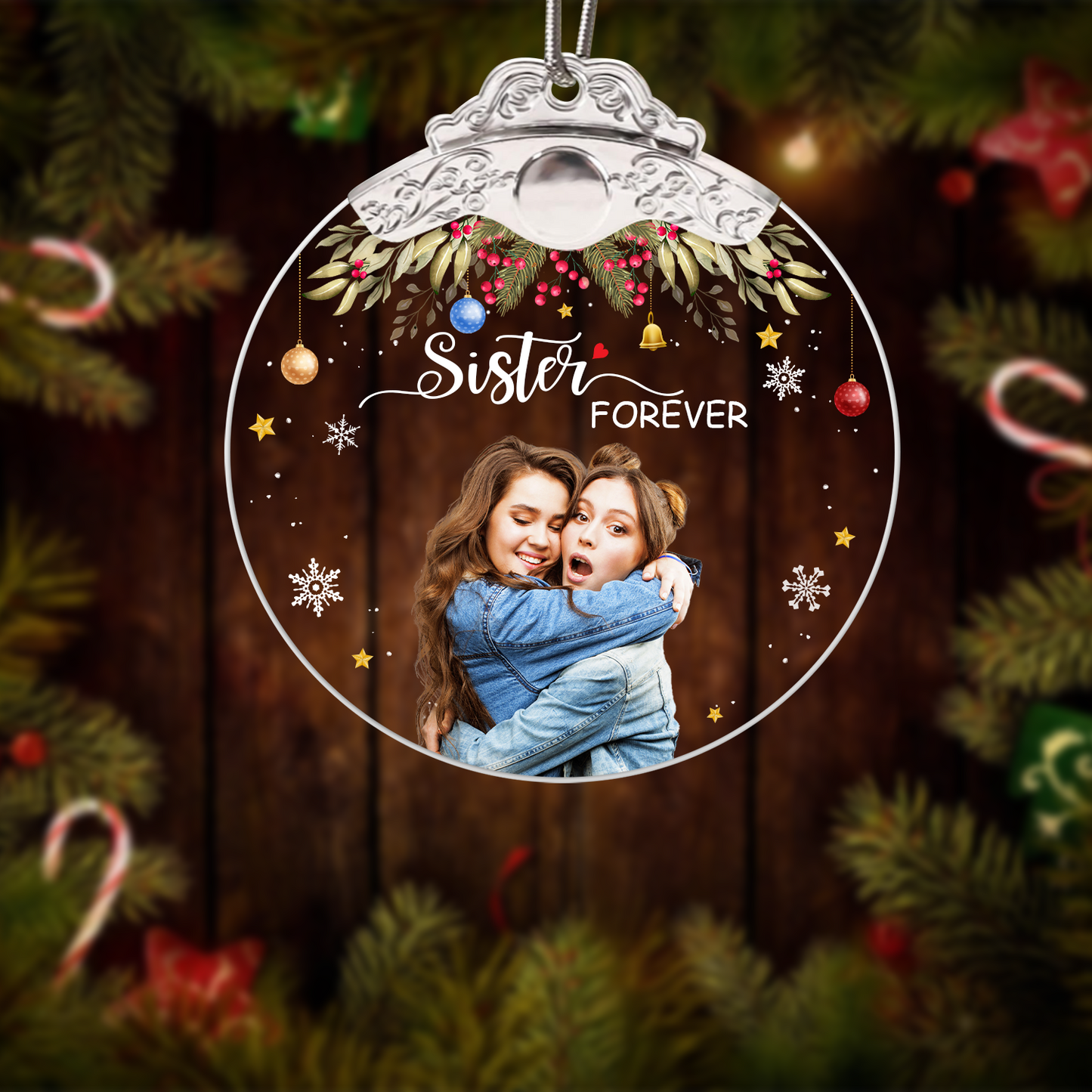 Christmas Ornament – Personalized Custom Photo & Text Holiday Decoration Festive Hanging Ornament Loved Ones