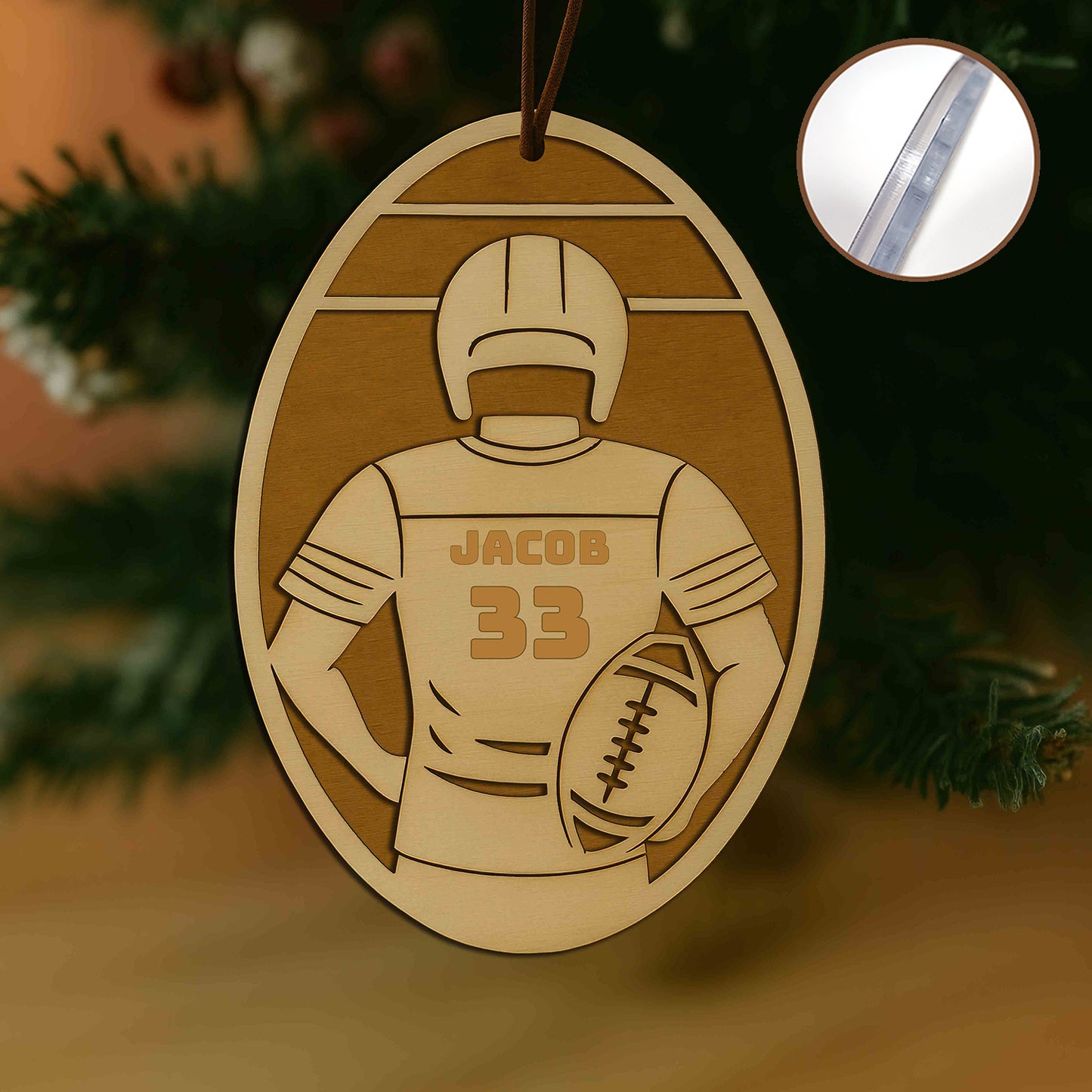Custom 2 Layers Acrylic Football Ornament – Personalized Gift for Fans, Football Keepsake, Football Decoration Gift Idea
