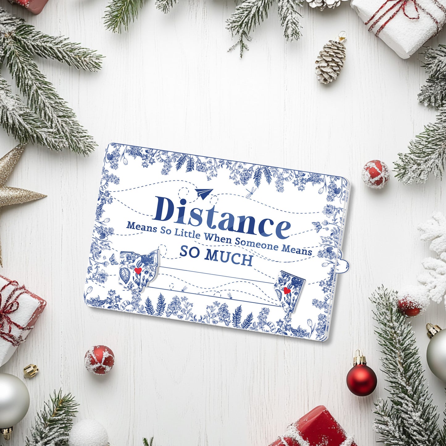 Custom Long Distance Christmas Wooden Gift Card Sleeve – Personalized Photo Gift for Best Friends, Sisters, or Long-Distance Couples