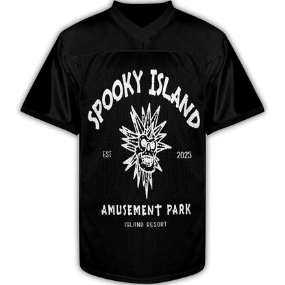 Custom Spooky Island Football Jersey – Personalized Year Amusement Park Mesh Shirt