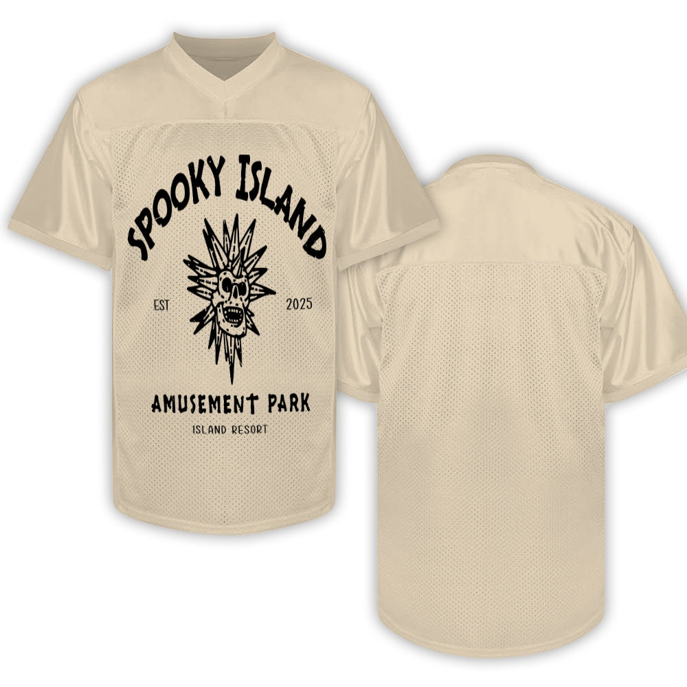 Custom Spooky Island Football Jersey – Personalized Year Amusement Park Mesh Shirt