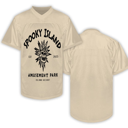 Custom Spooky Island Football Jersey – Personalized Year Amusement Park Mesh Shirt